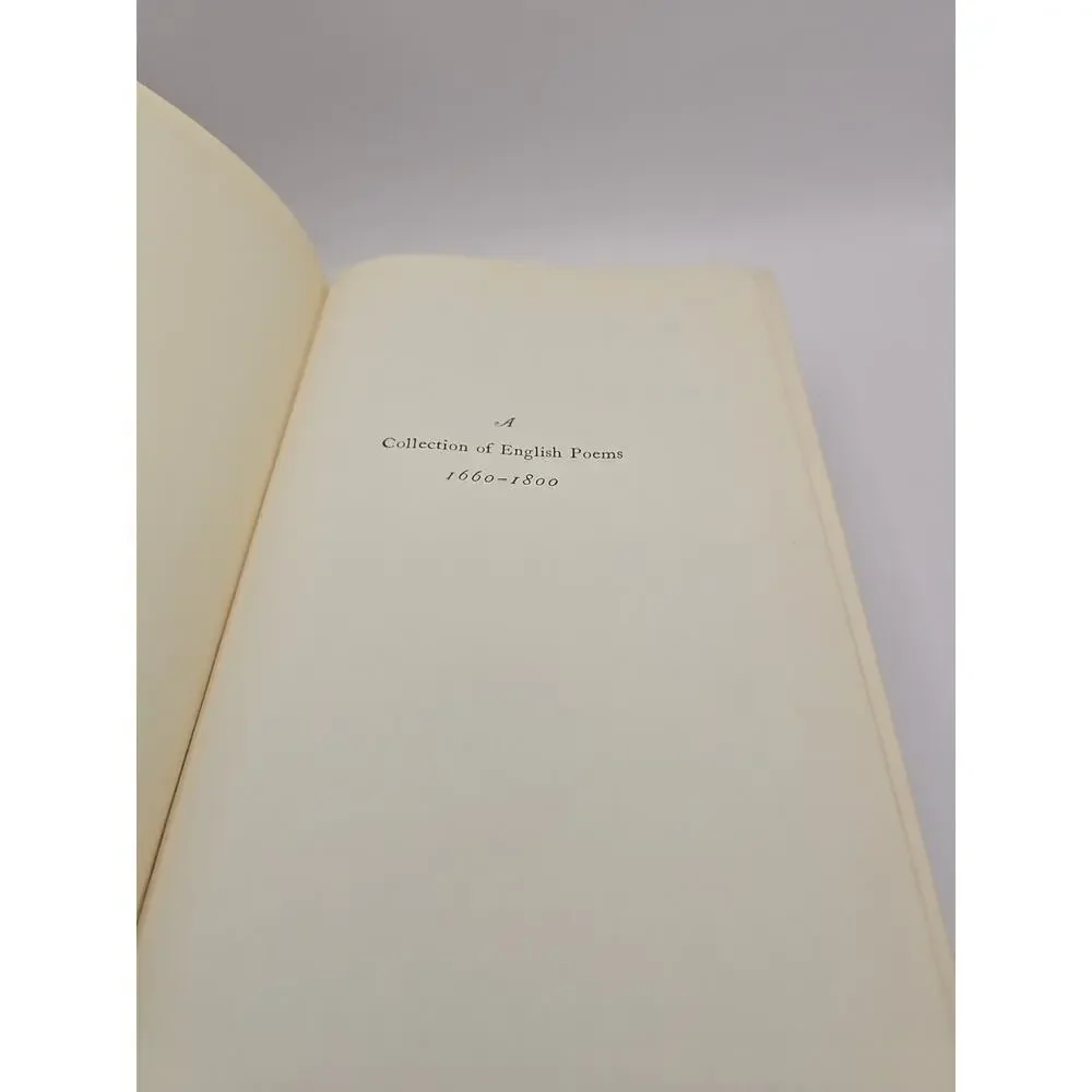 A Collection Of English Poems 1660-1800 HC Book by‎ Ronald S. Crane (1932) EC